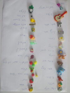 תמונות ורשימת הפריטים שהוכנסה לבקבוק